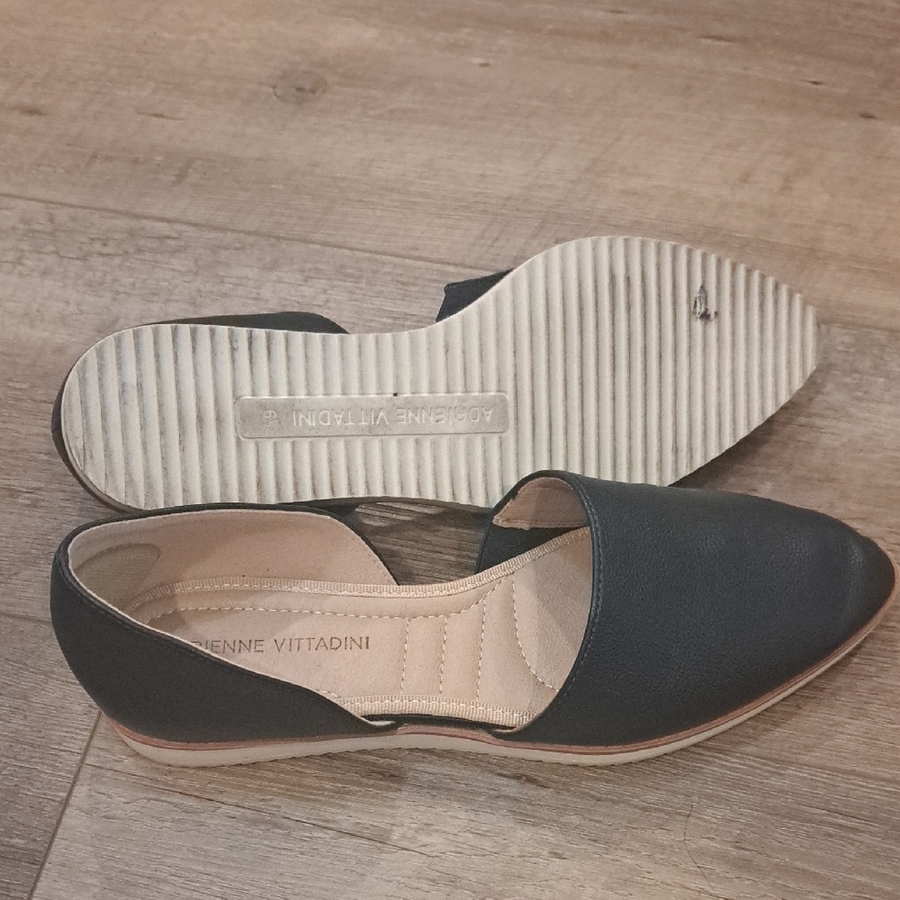 Adrienne Vittadini Black Flats Sleek D'Orsay Design - Picture 3 of 4